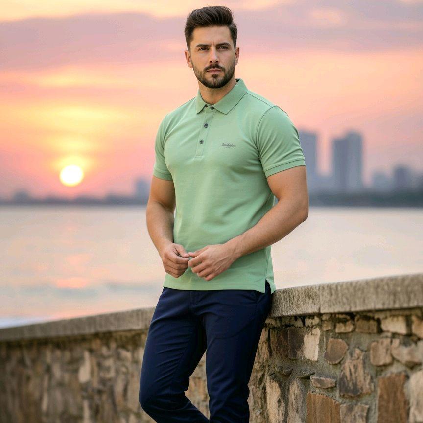 SHVET Dry-fit Polo Shirt Mens Top Casual Korean Style  (Short Sleeve with Logo Patch)