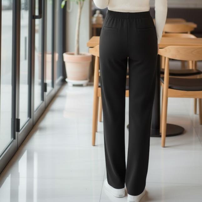 FPA9292 Women's Classic Cotton Pants in Plain Black Color