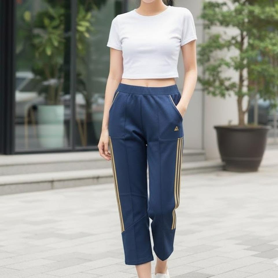 FP9178-7 Women's Classic Ferry Pure Cotton Capri Pants Dark Blue Color