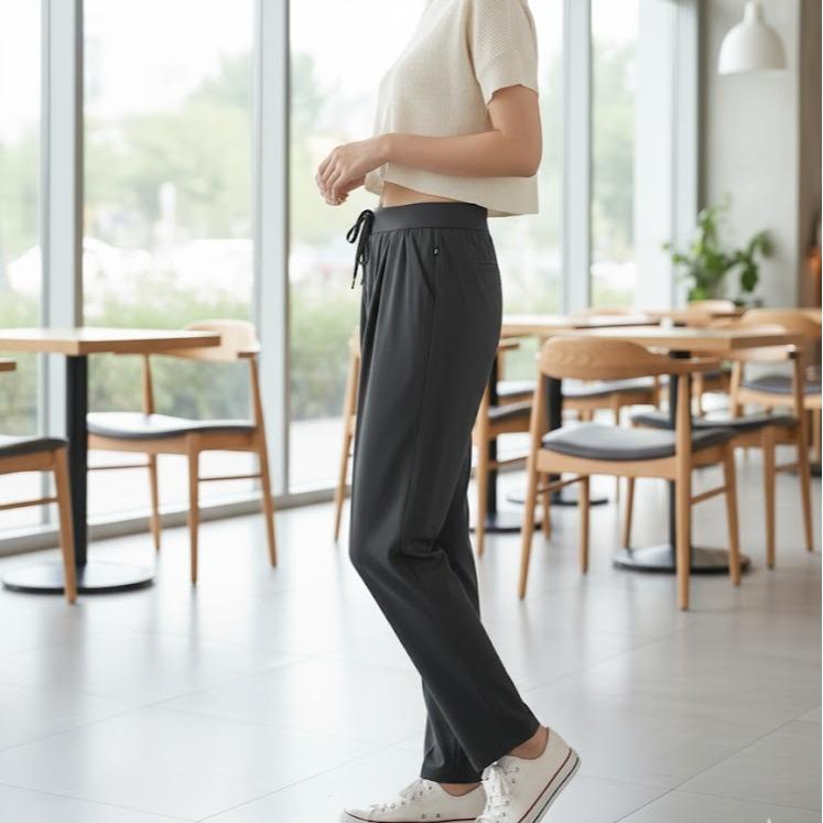 FPF039 Women's Classic Cotton Pants in Plain Black Color