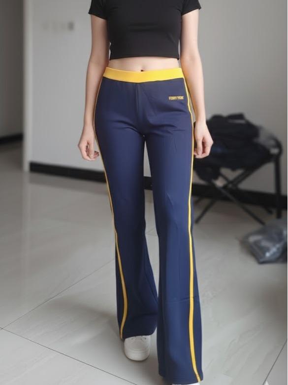 FP6241 Women's Classic Cotton Straight Pants with Yellow Lining & Waist Line