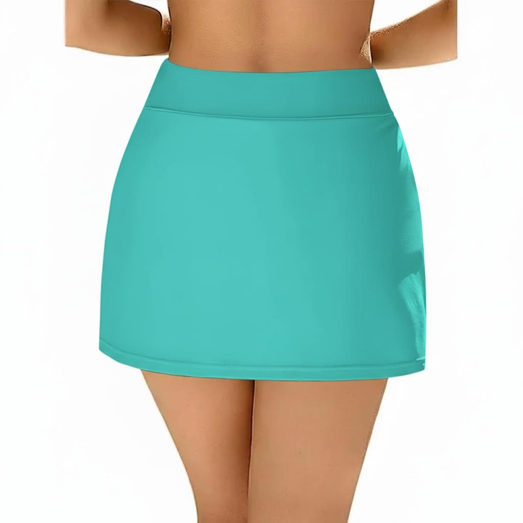 Women Plain Black Swim Skirts Split Swimsuit Built in Shorts Swim Bottoms (#2)