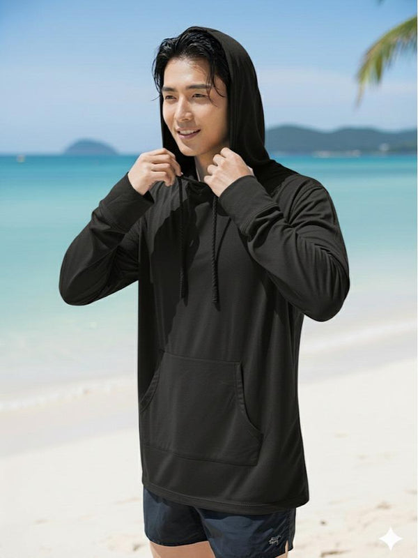 RASH GUARD Men's/Women's Pullover Hoodie with Long Sleeves in Blue Color Loose-Fitting Versatile for Swim Activities (#11)