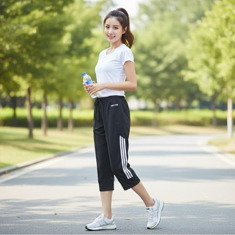 FPD58013 Women's Classic Cotton Capri Pants with White Sides Lining