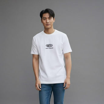 OKIS COLLABS Men's High Fashion T-shirt in White & Black Color for Stylish Outfits with Beads & Bling