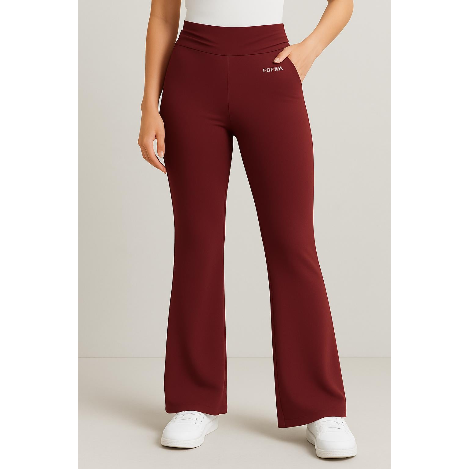 O'kis Collections Maroon Flared Pants