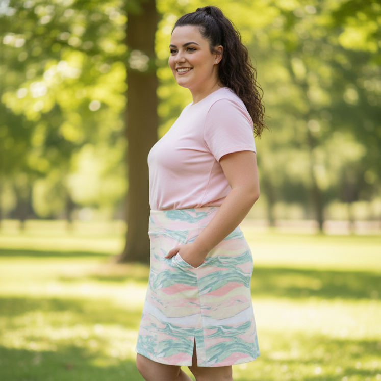 Elegant Women's Plus Size Skirt-Abstract Design