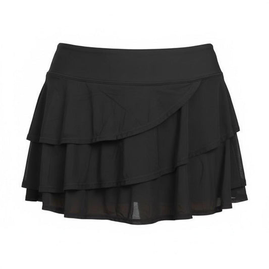 Women's Plain Three Mesh Layered Ruffle Skirted Short Swim Bottom (#13)