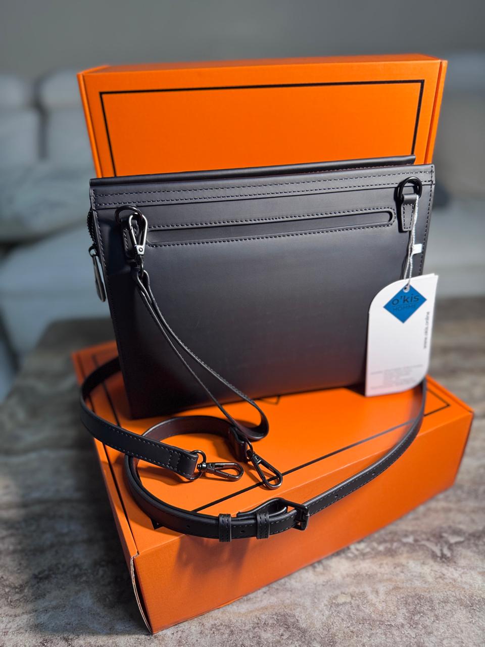 HESHE Okis Bags Collection 270*70*210 Leather Clutch Bag Black (OK30250501)