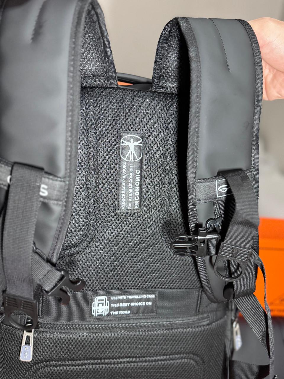 HESHE Okis Bags Collection 320*140*430 Travel Leather Bag Pack Black (OK306688)