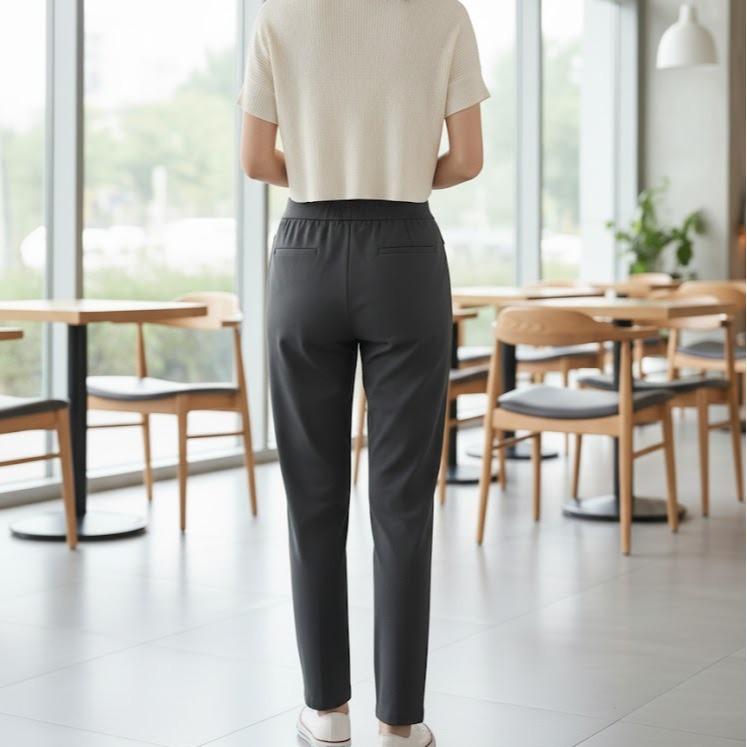 FPF039 Women's Classic Cotton Pants in Plain Black Color