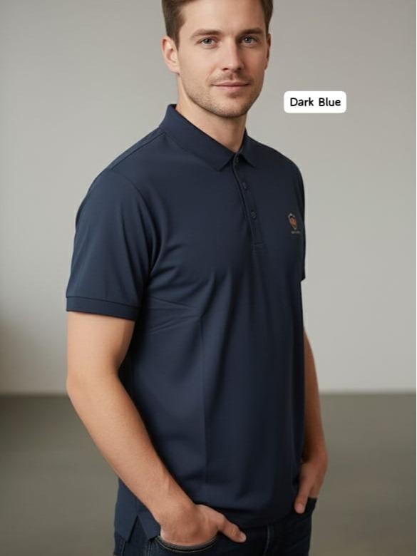 Italy Man Polo Shirt with Embraided Logo Detailing and Button Front Design