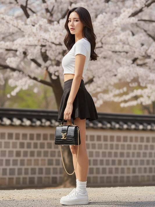 Womens Skirts Midi Length Summer High Waisted Pleated Korean Style With Panty (#10)