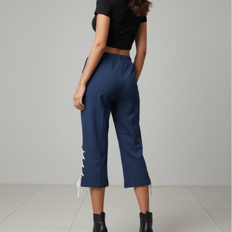 FP5621-7  Women's Classic Cotton Capri Pants with Botton Lace Downstrings
