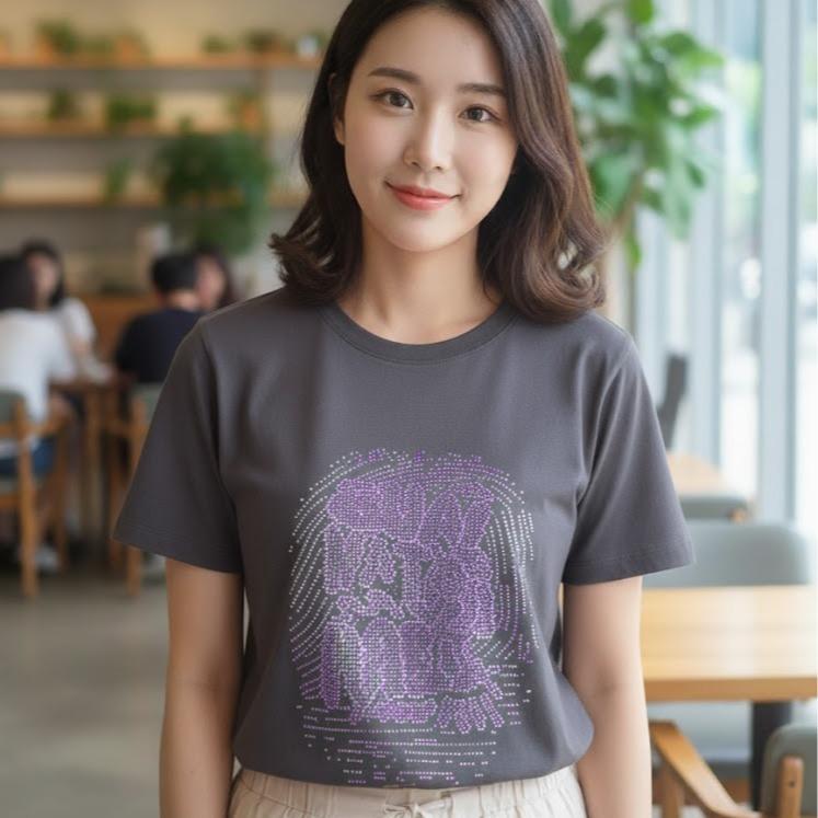 506GUAINAT Women's Cotton Cool-toned Bling Tee Shirt