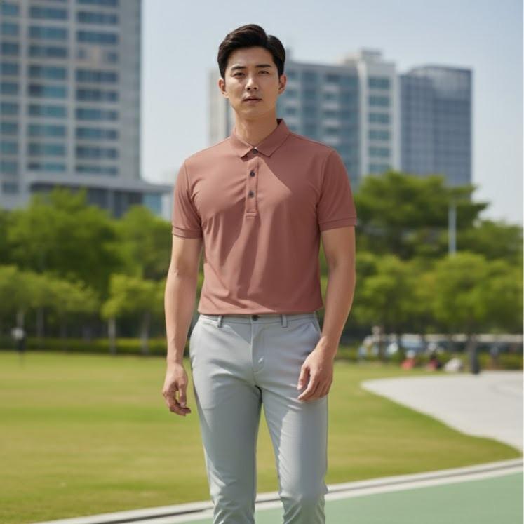 Plain Color Assorted Logo Embraided Male Polo Shirt - Korean Dry-fit Casual Style Men's Top