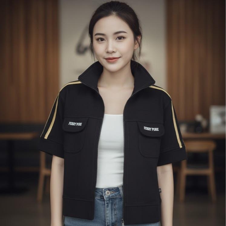 FP6802 Women's Classic Ferry Pure Cotton Shirt Sleeve Jacket with White/Yellow Lining Color