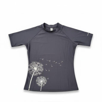 Womens Rash Guard Swimming Attire T-shirt with Dandilion Design