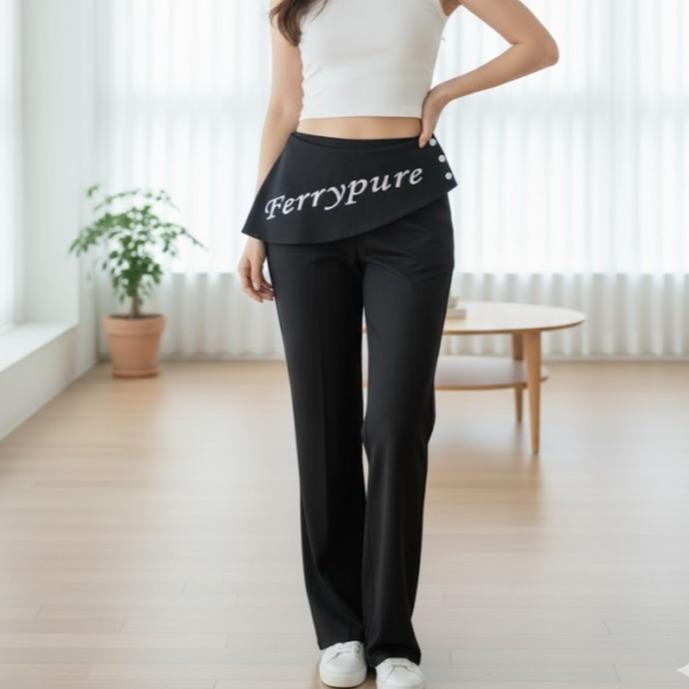 FPA005 Women's Classic Cotton Straight Pants with Skirt Style in Waist