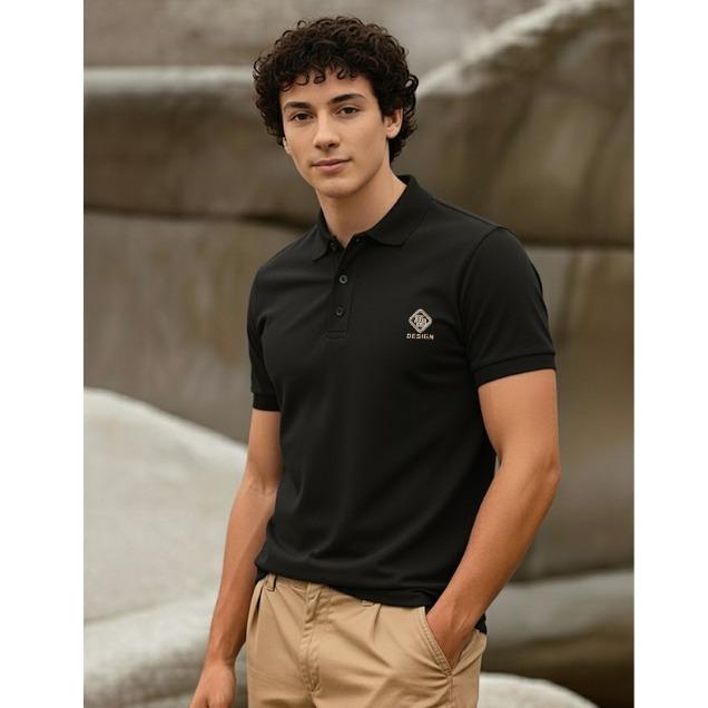 DESIGN Dry-fit Polo Shirt Men's Top Casual Korean Style (Short Sleeve with Logo Embraided)