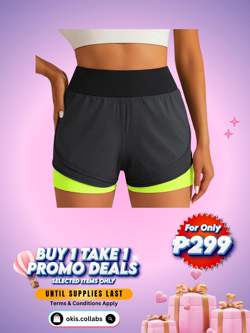 [BUY 1 TAKE 1 FREE] Women's Cotton Sports Wear Athletic Running Shorts