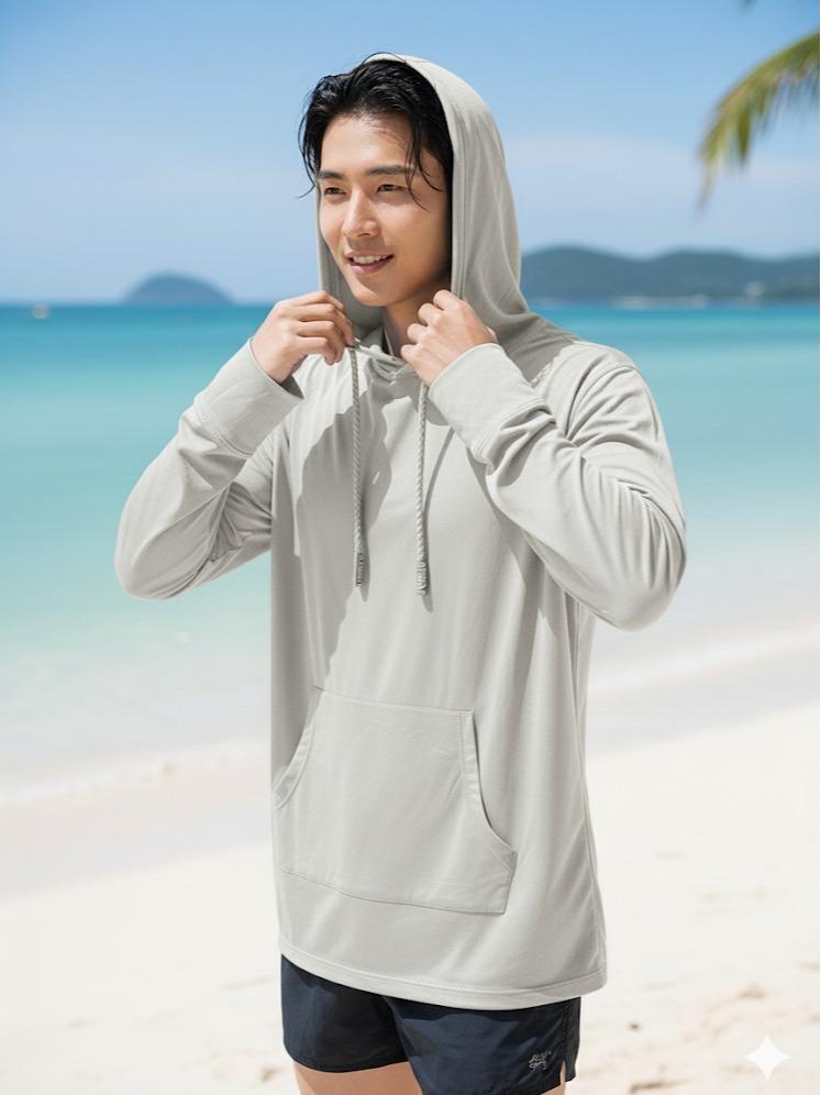 RASH GUARD Men's/Women's Pullover Hoodie with Long Sleeves in Blue Color Loose-Fitting Versatile for Swim Activities (#11)