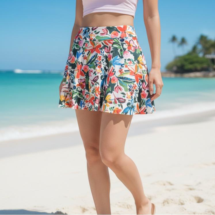 Women's Floral Prints Mini Skirt Swim Wear (#31)