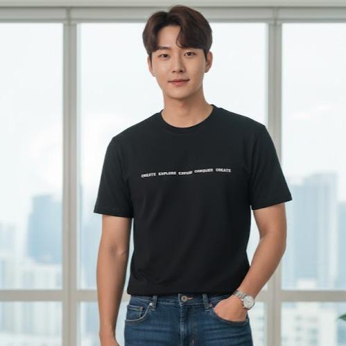 Men's High Fashion T-shirt in Black Color for Stylish Outfits Summer Wear