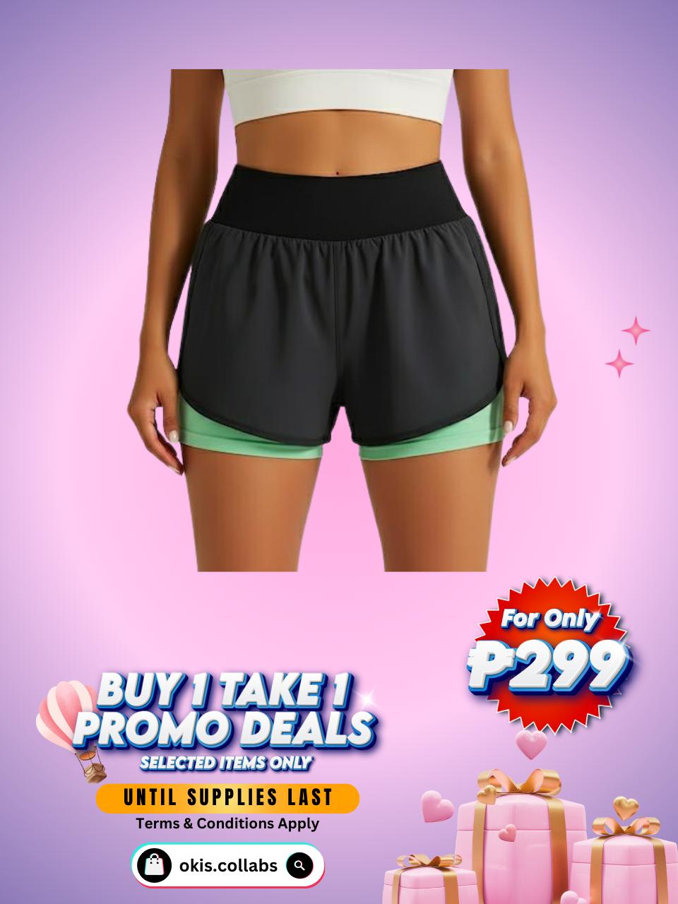 [BUY 1 TAKE 1 FREE] Women's Cotton Sports Wear Athletic Running Shorts