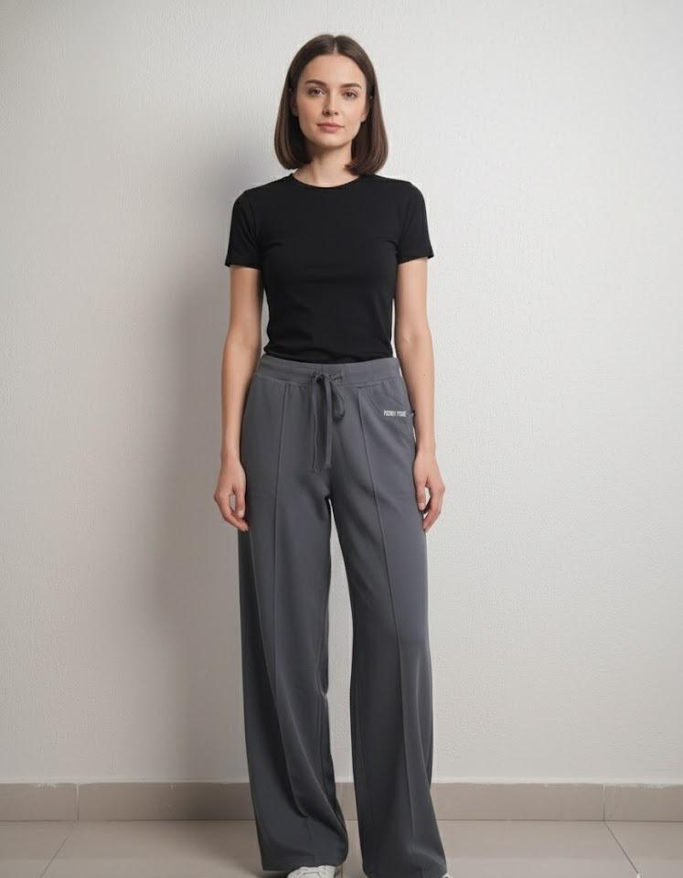 FPA9012 Women's Classic Cotton Straight Pants in Gray Color