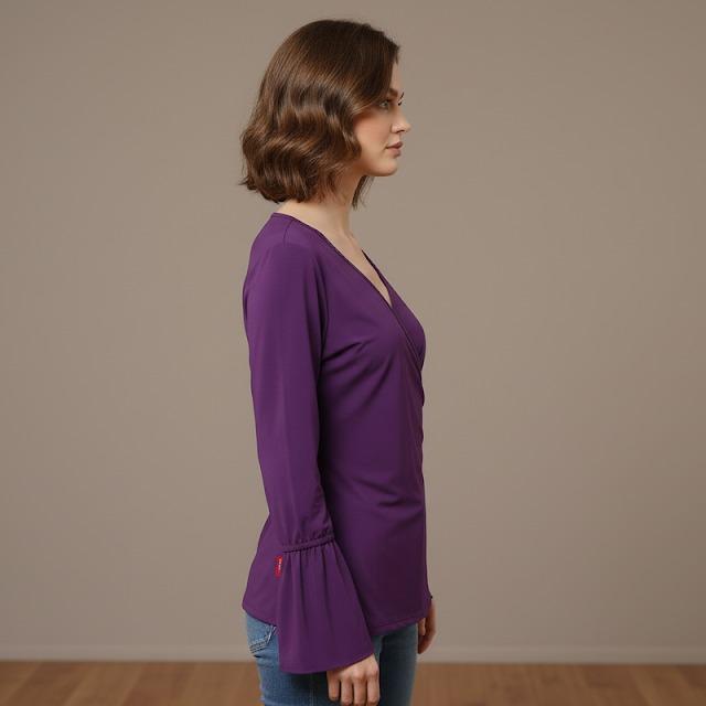 RUNDO COLLECTIONS Women's Wear Deep V-Neck Long Sleeve Slim Fitted (#1)