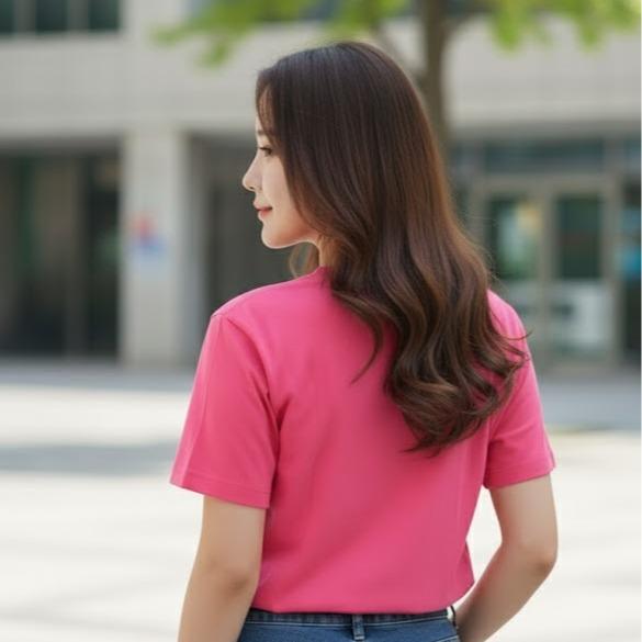 W24-20025 Women's Cotton Top in Crew Neck Fashionable Tee Shirt