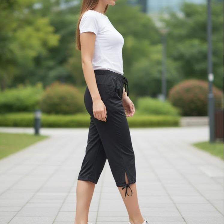 FPD58004 Women's Classic Cotton Capri Pants with Downstring in Bottom