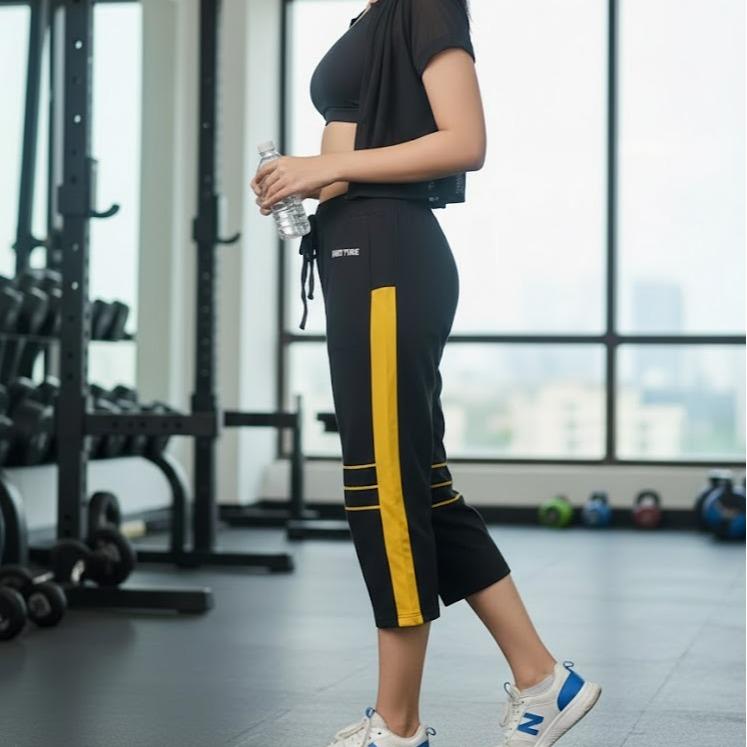 FP9219 Women's Classic Cotton Capri Pants with Blue or Yellow Lining