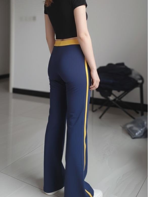 FP6241 Women's Classic Cotton Straight Pants with Yellow Lining & Waist Line