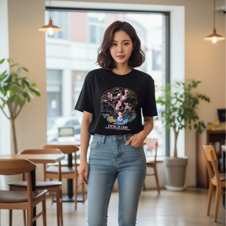 W24-20023 Women's Cotton Top in Crew Neck Fashionable Tee Shirt