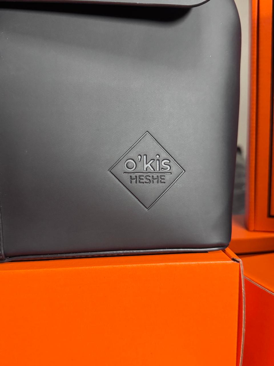 HESHE Okis Bags Collection 350*115*280 Locò Leather Crossbody/Shoulder Bag Black (OK302503-3)