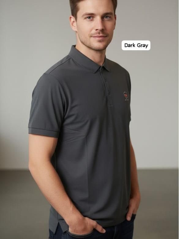 Italy Man Polo Shirt with Embraided Logo Detailing and Button Front Design