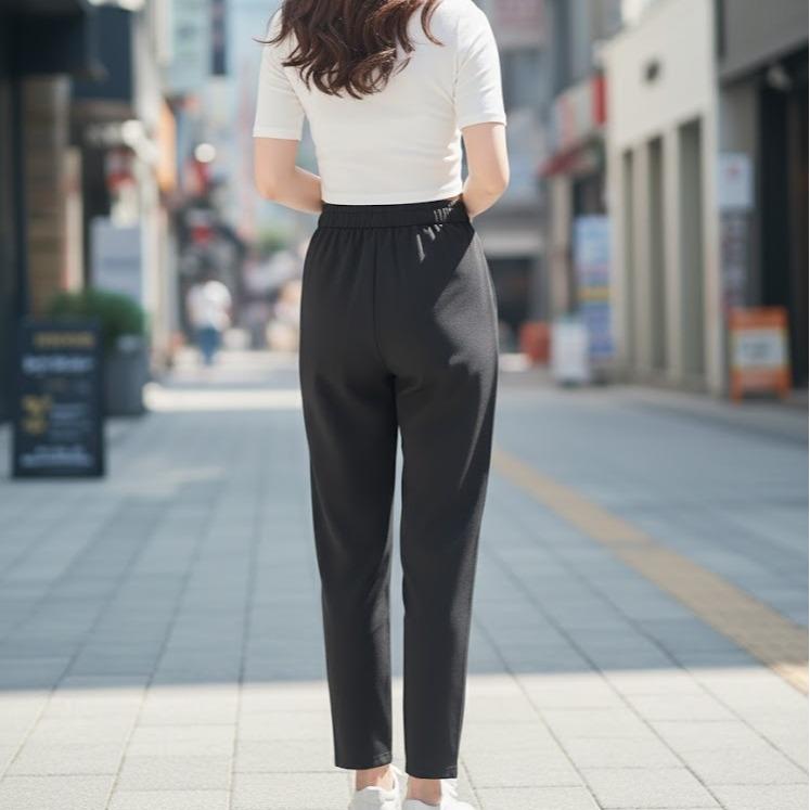 FPF046 Women's Classic Ferry Pure Cotton Pants in Plain Black Color