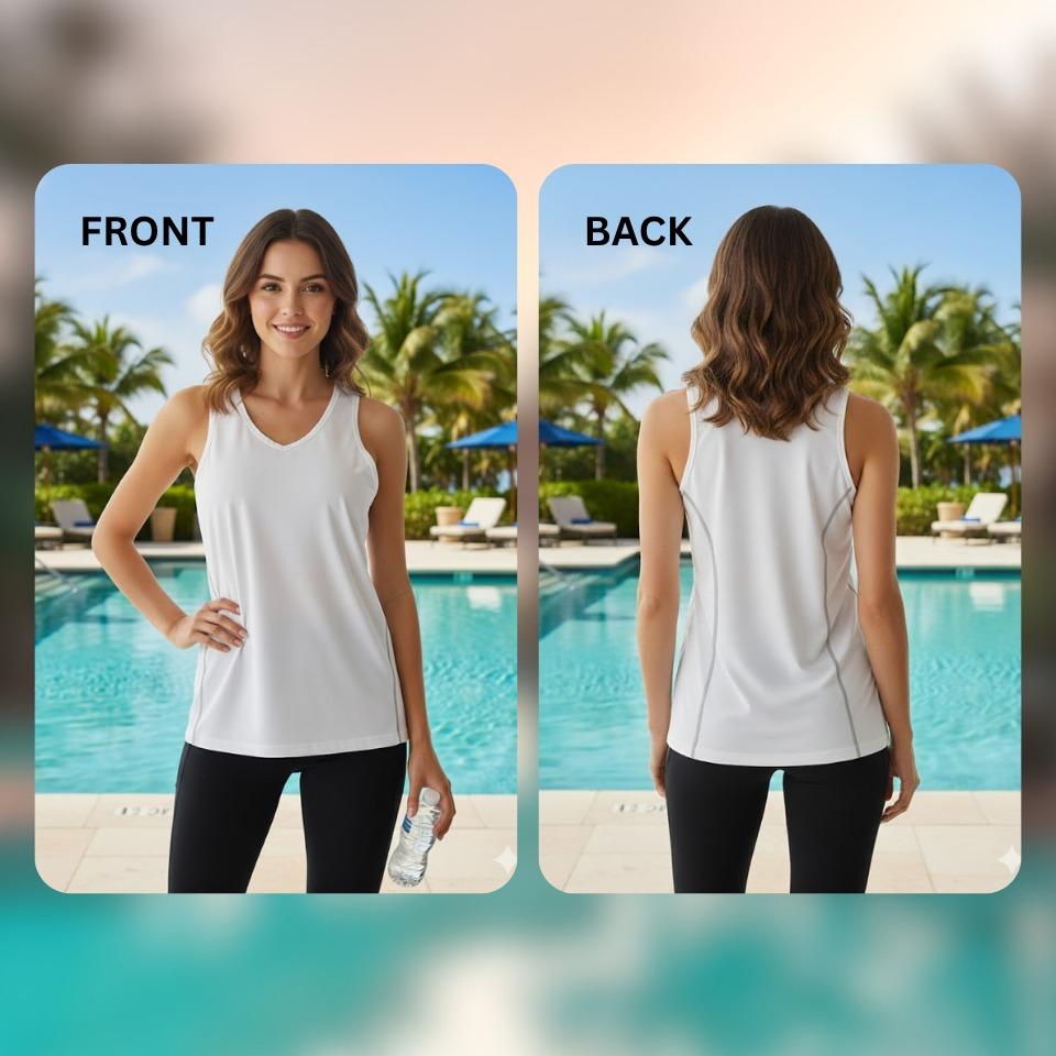 Women's Plain White Sportswear/Swimming wear Compression Sando for Outdoor Activities