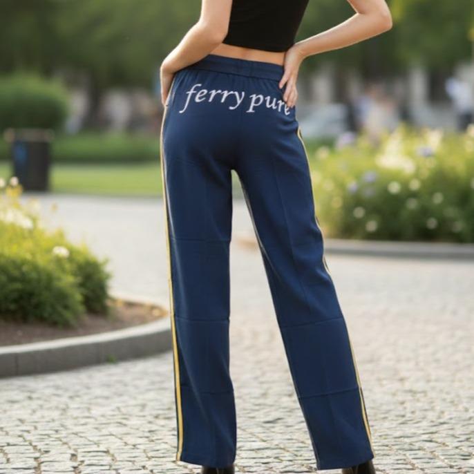 FP63007 Women's Classic Cotton Straight Pants with Yellow or White Stripes