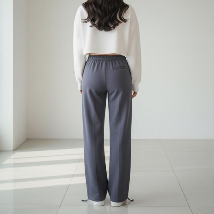 FPA001 Women's Classic Cotton Pants in Plain Dark Gray Color