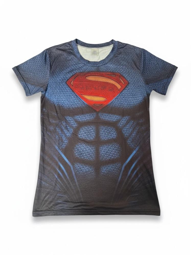 Male Teens Super Hero Inspired Printed Design Rasg Guard T-shirt for Swimming