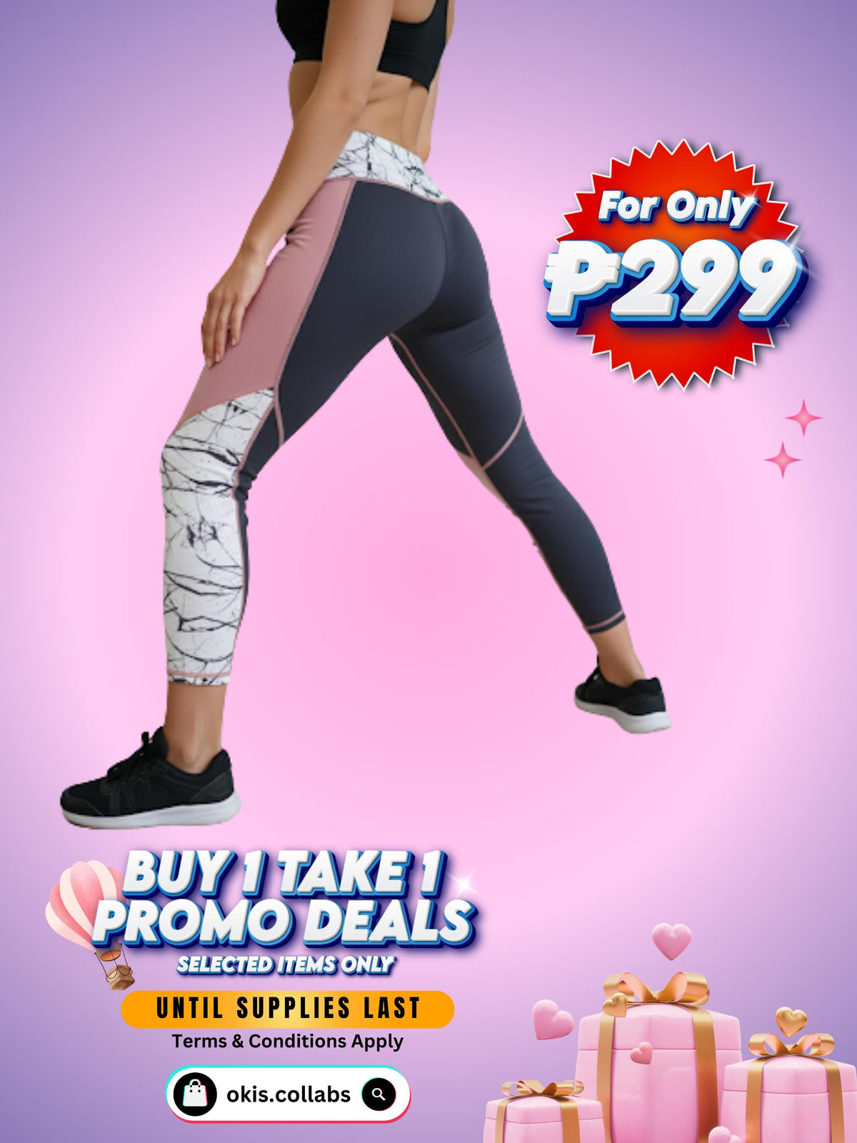 [BUY 1 TAKE 1 FREE] Women's Cotton Sports Wear Leggings Printed Design