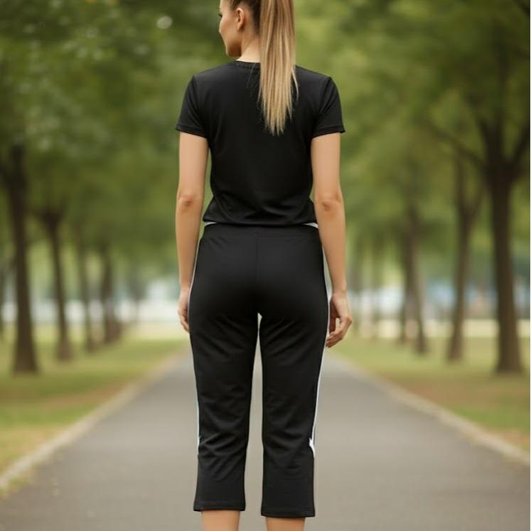 FP68008 Women's Classic Cotton Capri Pants with White & Yellow Sides Lining