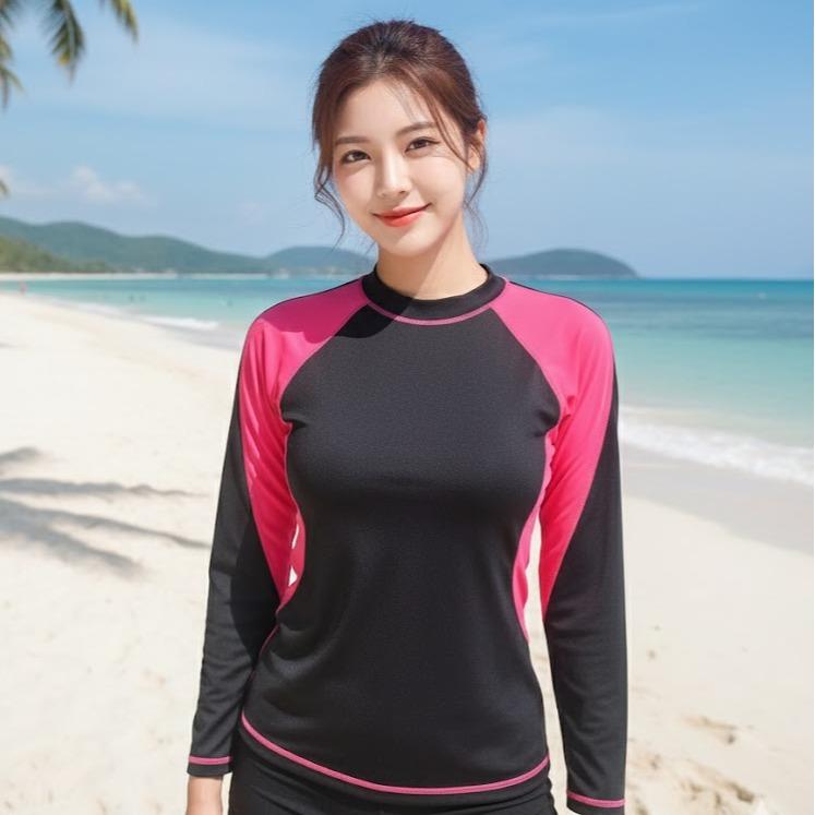 Women's Attarco Collections Swiming Plain RASH GUARD Longsleeve (#7)