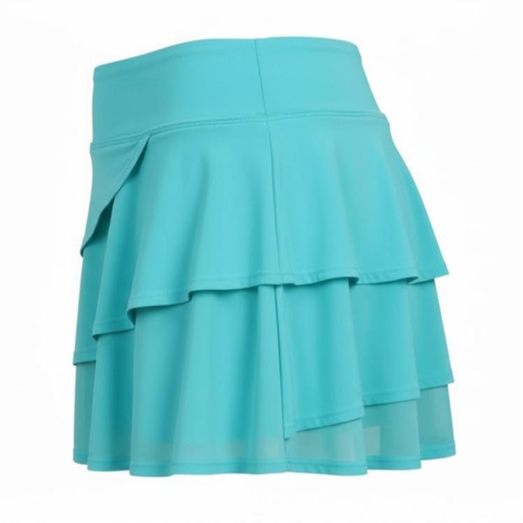 Women's Plain Three Mesh Layered Ruffle Skirted Short Swim Bottom (#13)