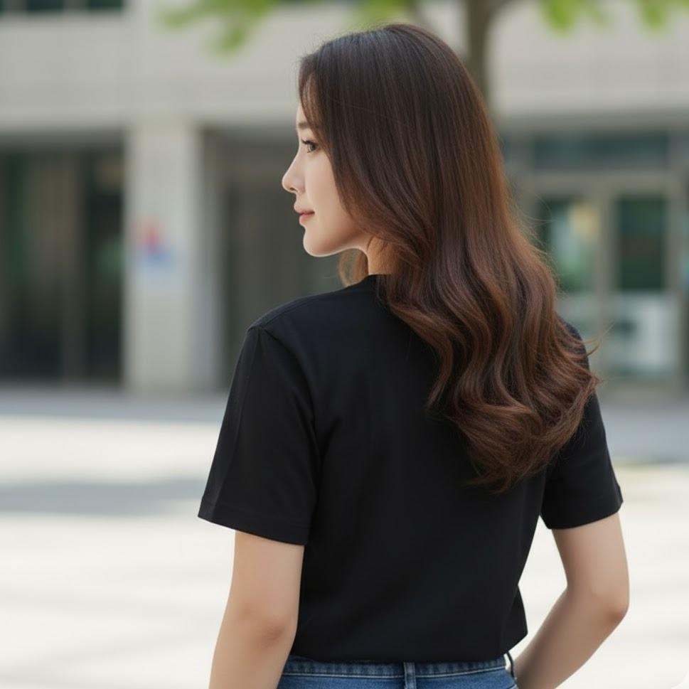 W24-20025 Women's Cotton Top in Crew Neck Fashionable Tee Shirt