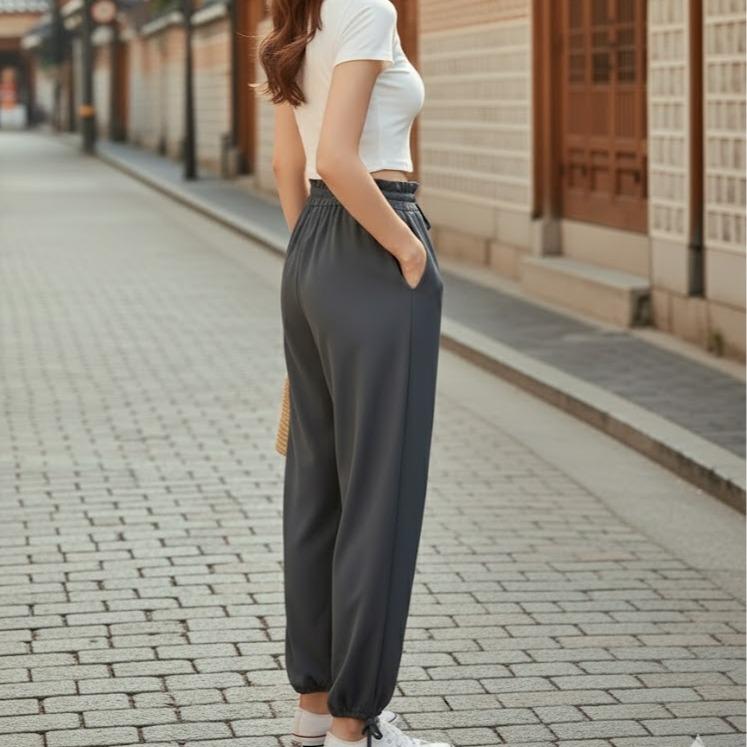 FPF040 Women's Classic Ferry Pure Cotton Pants Black Color