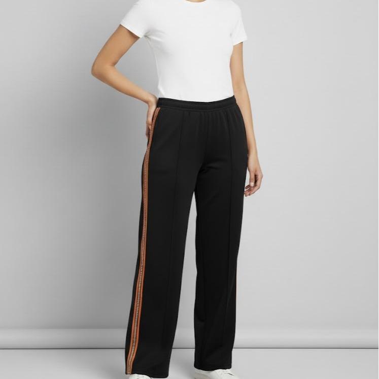 FP9007 Women's Classic Cotton Straight Pants with Yellow/Violet/Blue Stripes